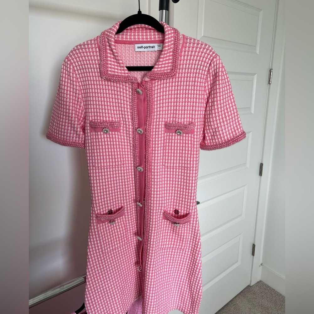 Self Portrait Pink Button Up Dress